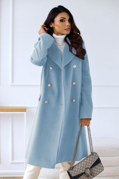 Manteau en laine à double boutonnage pour dames