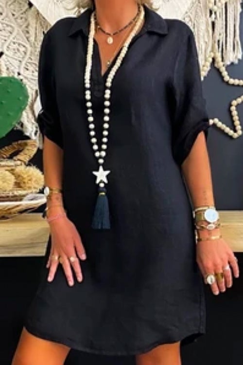 Robe chemise Joann à manches retroussées