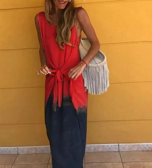 Robe élégante à deux tons sans manches