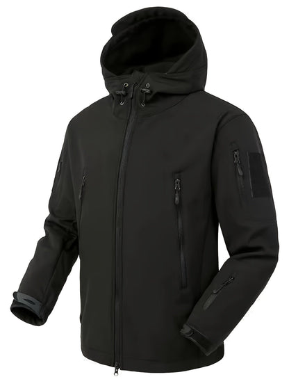 Veste tactique d'extérieur à capuche avec poches zippées sécurisées pour hommes | Parfait pour les activités de plein air