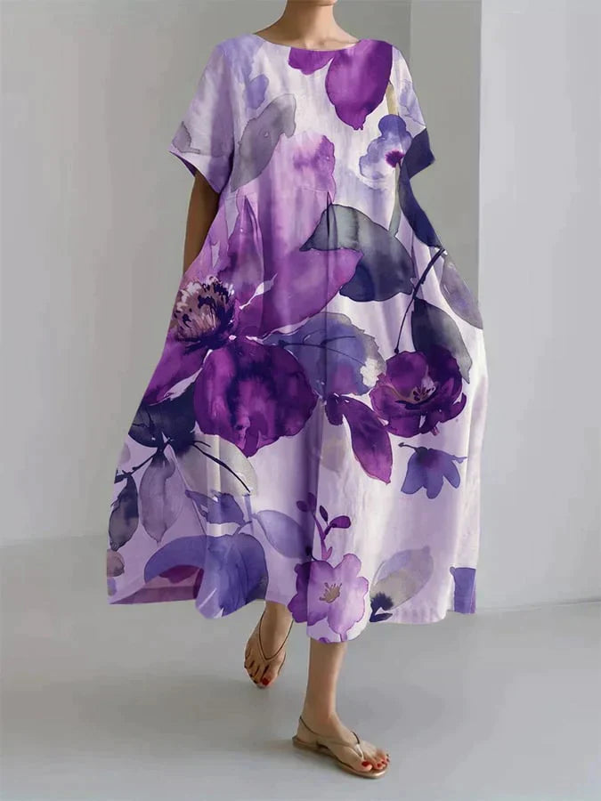 Andria - Robe ample pour femme avec un motif floral botanique