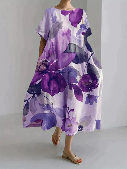 Andria - Robe ample pour femme avec un motif floral botanique