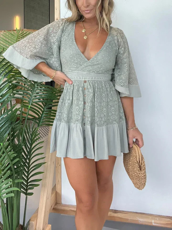 Brittany - Robe de jeu pour femme en dentelle et dentelle crochetée
