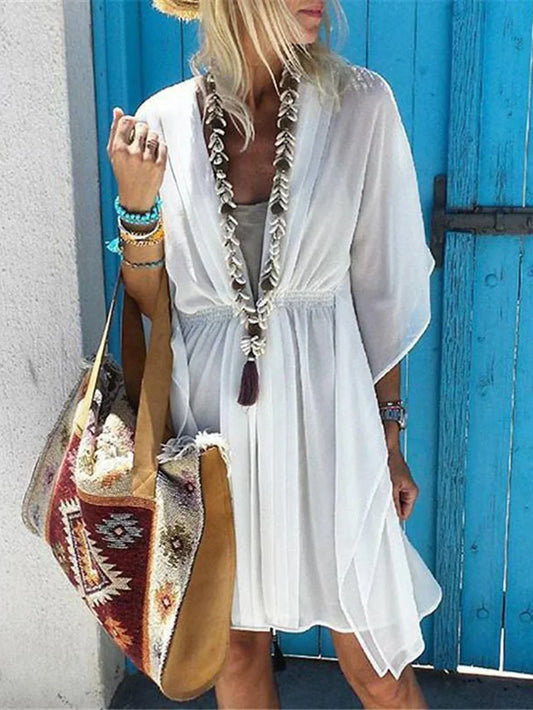 Mini-robe de plage asymétrique et froncée pour femmes