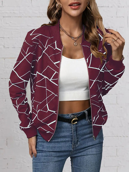 Sarah - Blouson bomber avec imprimé géo et fermeture éclair