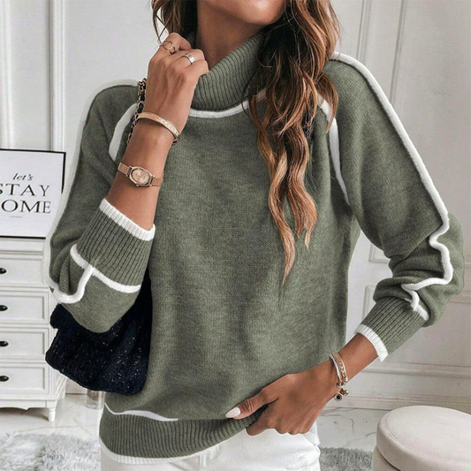 Evelyn - Pull en maille de luxe vert olive