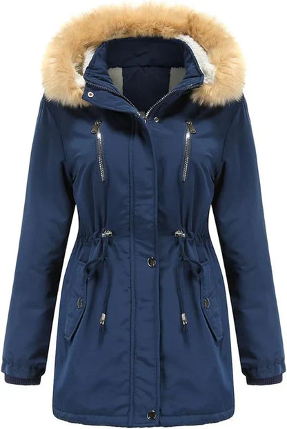 Lovi - manteau long avec capuche en fourrure synthétique et doublure en polaire