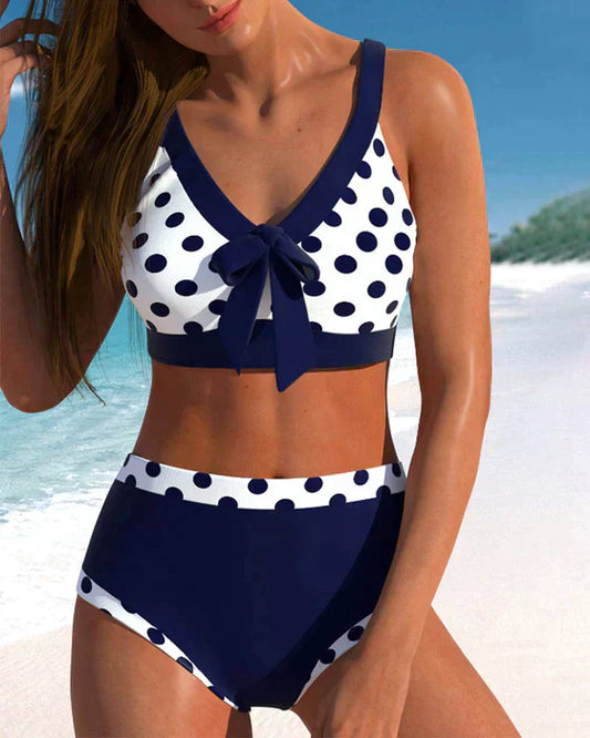 - Bikinis à taille haute avec patchwork à pois
