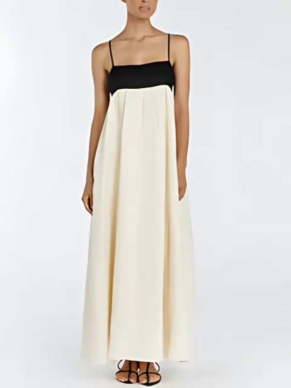 Robe longue décontractée avec motif combiné, idéale pour les vacances