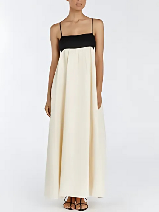 Robe longue décontractée avec motif combiné, idéale pour les vacances