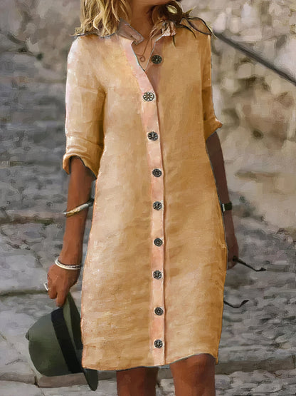 Robe midi décontractée en lin pour l'été