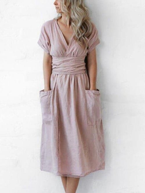 Robe décontractée unie sans bretelles pour femmes, couleur unie
