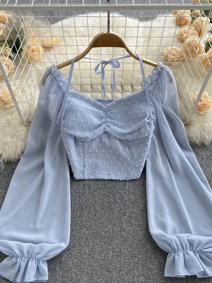 Milly - Chemisier d'été à la mode avec pois et lacets