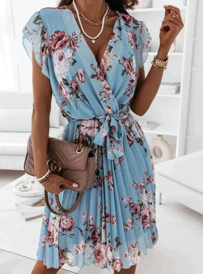 Clarissa -Mini robe à manches volantes et imprimé floral