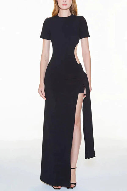 Adelaide - Robe longue avec taille découpée et bretelles fendues