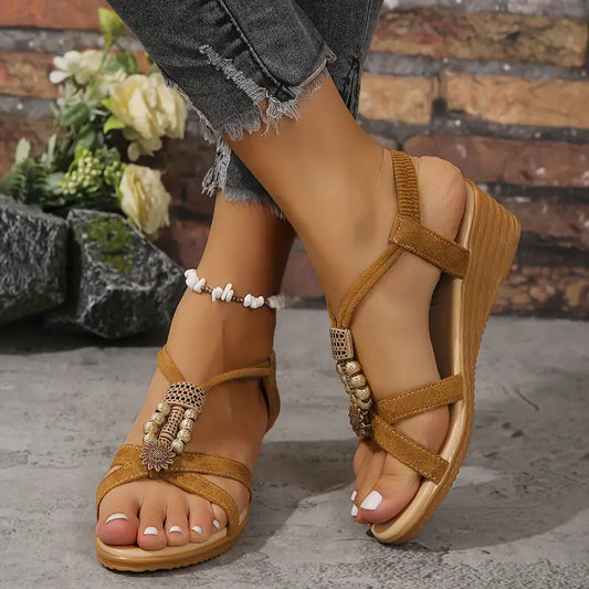 Laura® | Sandales à talon compensé de style bohème