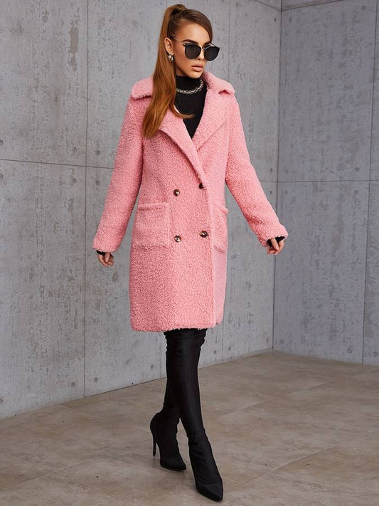 Veste rose à double boutonnage pour femmes