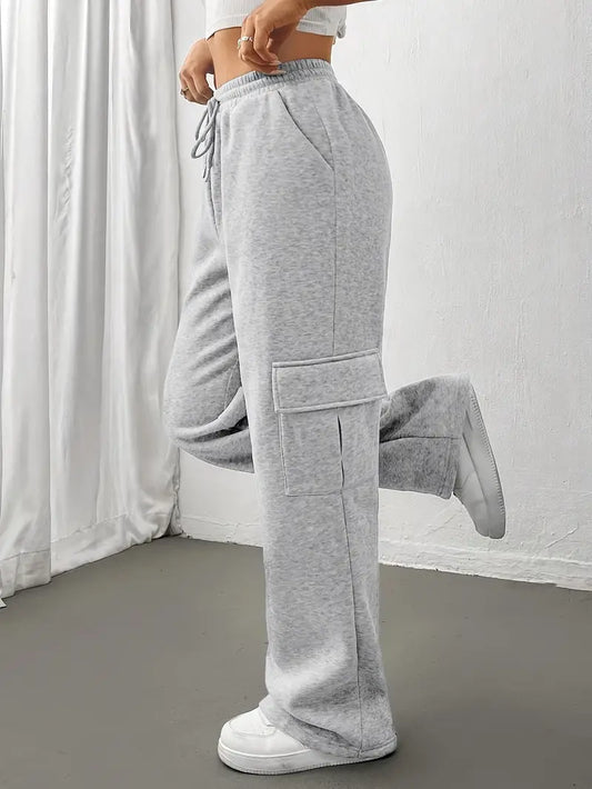 Mara - Pantalon de jogging à jambes droites avec poches à rabat pour femme
