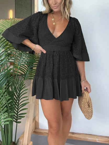 Brittany - Robe de jeu pour femme en dentelle et dentelle crochetée