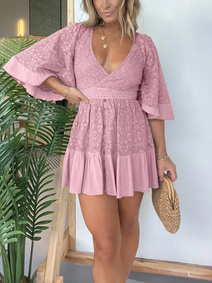 Brittany - Robe de jeu pour femme en dentelle et dentelle crochetée