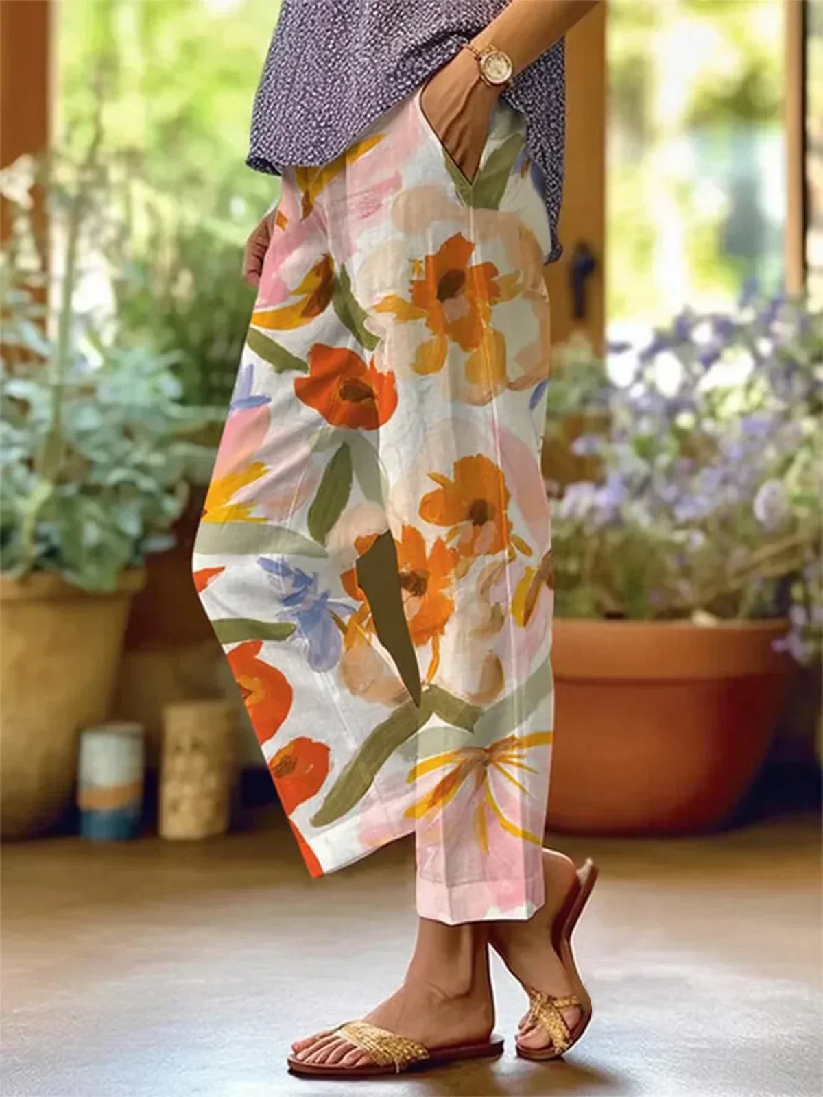Pantalon pour femmes avec motif floral