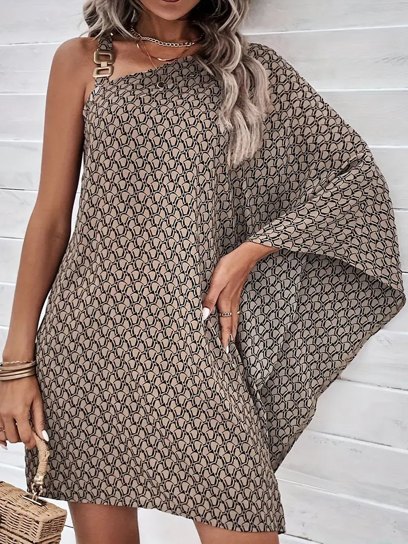Emily - Robe asymétrique avec imprimé all-over