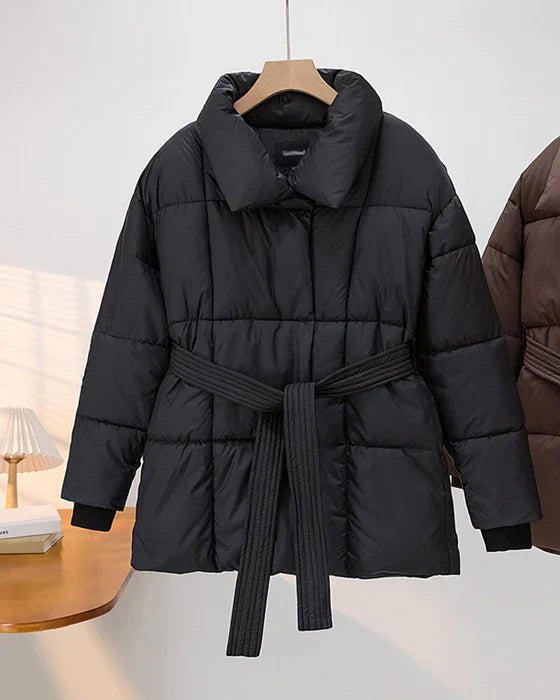 Décontracté - veste matelassée avec revers dans une couleur sobre