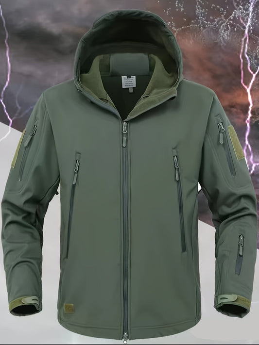 Veste tactique d'extérieur à capuche avec poches zippées sécurisées pour hommes | Parfait pour les activités de plein air