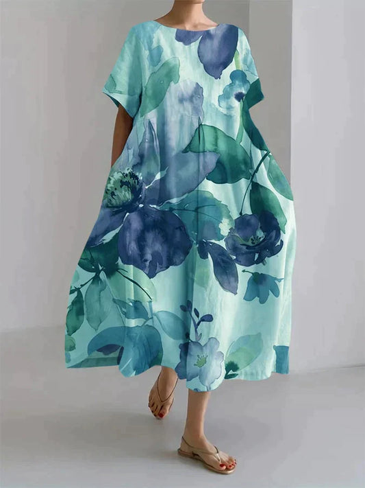 Andria - Robe ample pour femme avec un motif floral botanique