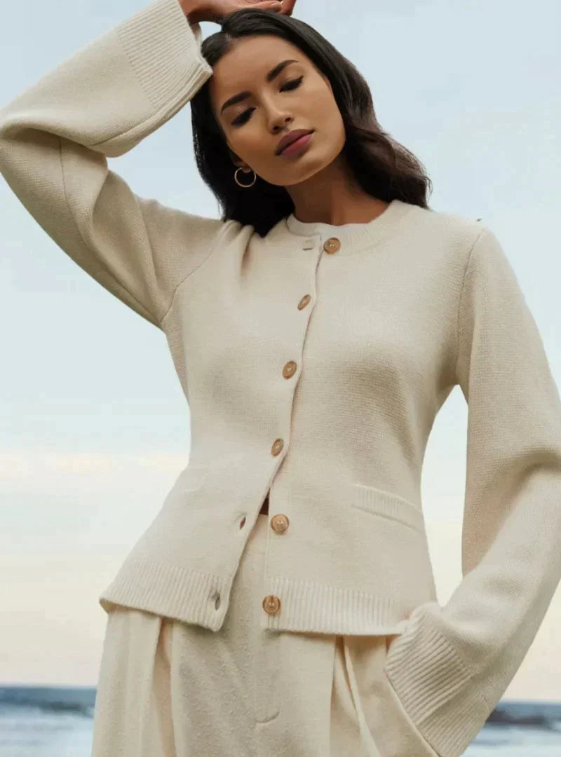 Jane - Cardigan Tricoté Doux avec Boutons pour Femmes