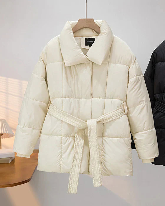 Décontracté - veste matelassée avec revers dans une couleur sobre