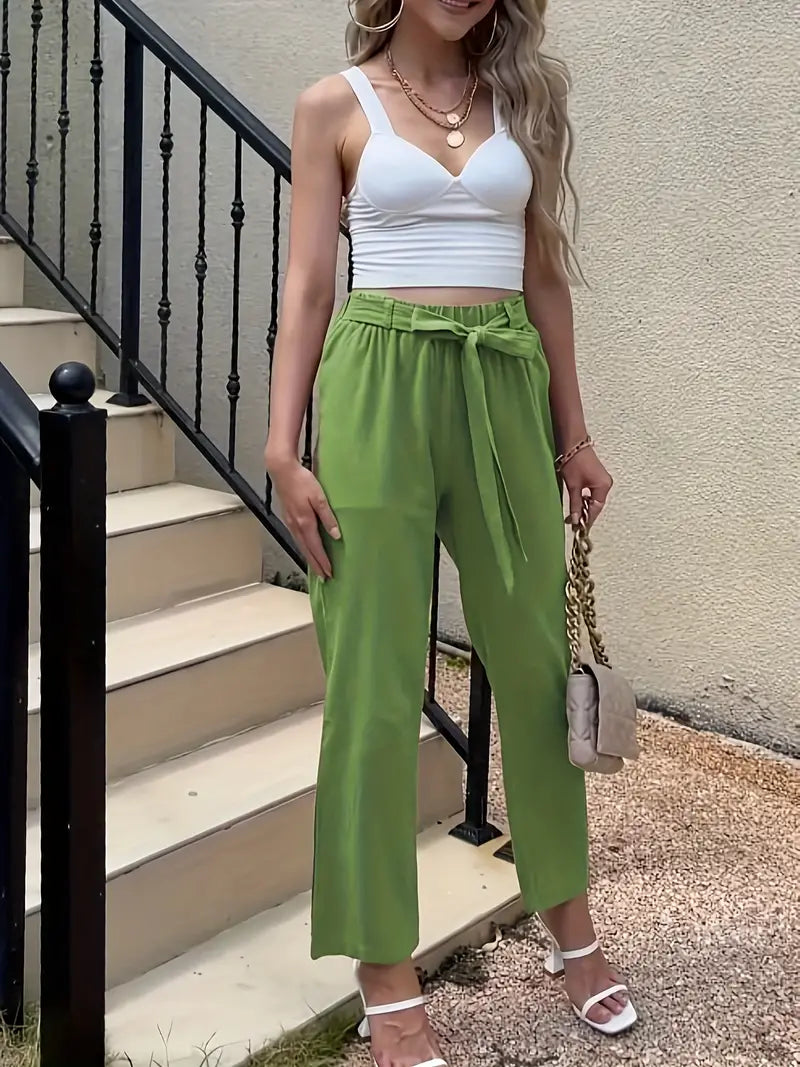 pantalon décontracté uni avec cravate
