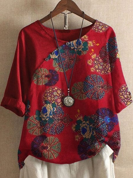 Vanessa | Chemise à manches courtes à motif floral Style Boho