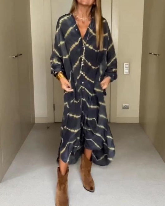 Robe longue à rayures bohèmes