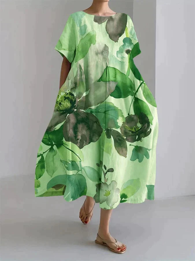 Andria - Robe ample pour femme avec un motif floral botanique
