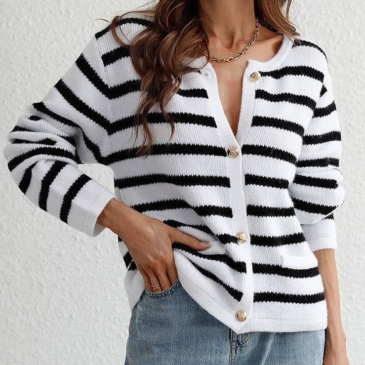 Nina - Cardigan d'Automne Tendance avec Boutons Dorés pour Femmes