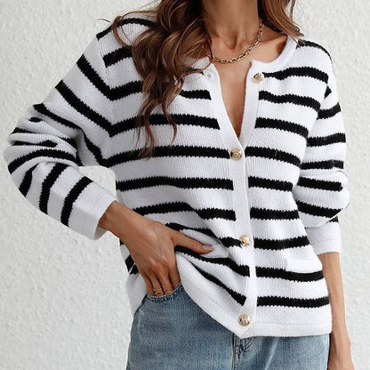 Nina - Cardigan d'Automne Tendance avec Boutons Dorés pour Femmes