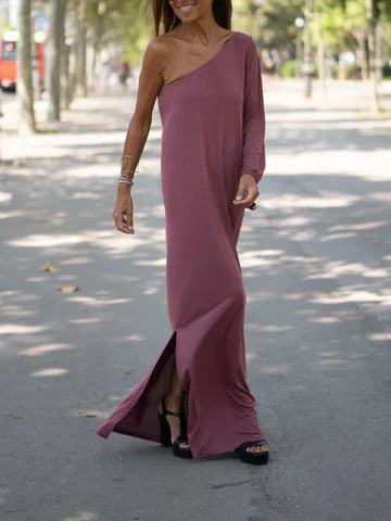 Felicity - Robe longue fluide à épaules découvertes