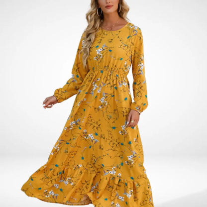 Robe longue ample à imprimé floral et manches longues