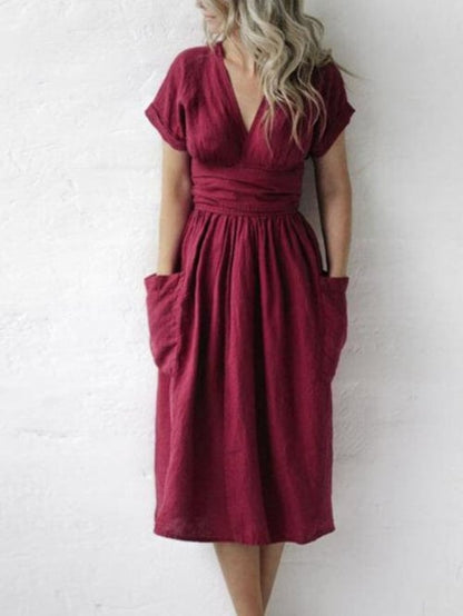 Robe décontractée unie sans bretelles pour femmes, couleur unie