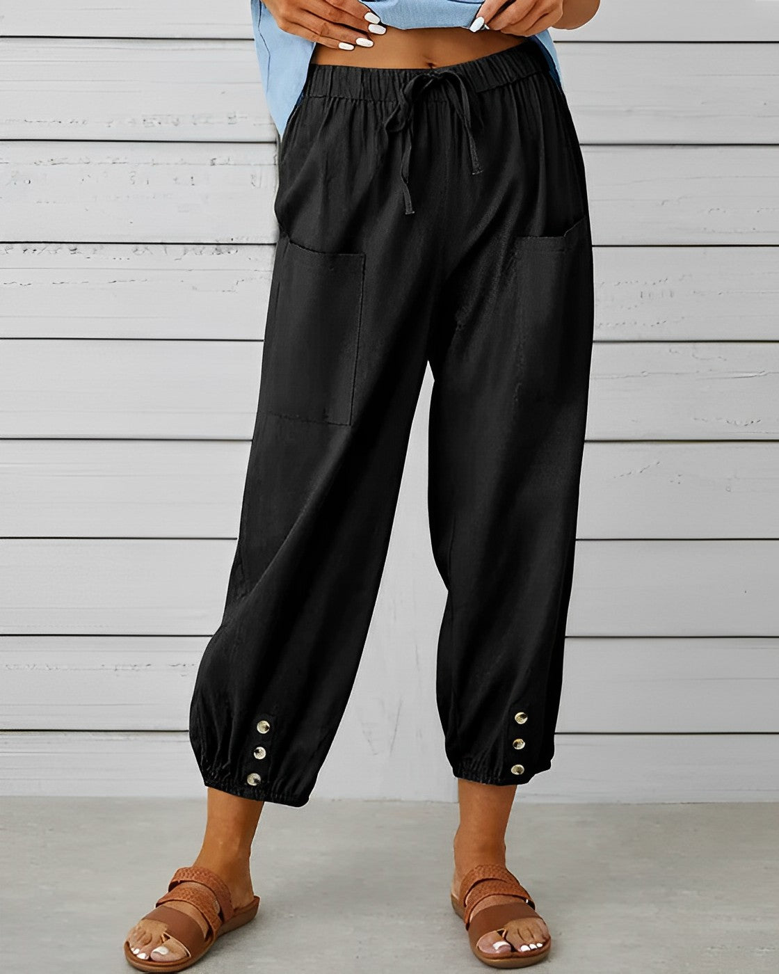 Pantalon large avec taille haute