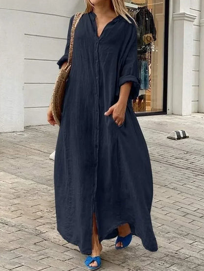 Robe Aura à boutons et manches longues