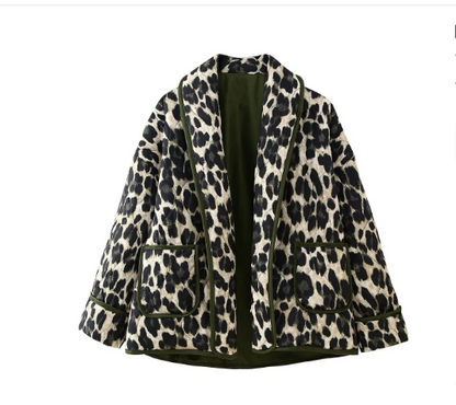 Lisarana | Bouton Femme Cardigan en duvet | Léopard
