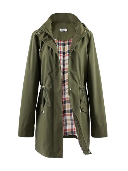Veste imperméable classique pour l'extérieur avec imprimé et capuche pour femmes | Parfait pour les activités de plein air