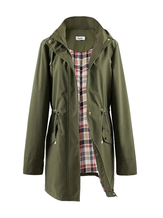 Veste imperméable classique pour l'extérieur avec imprimé et capuche pour femmes | Parfait pour les activités de plein air