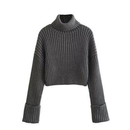 Eva - Pull à col roulé côtelé pour femme