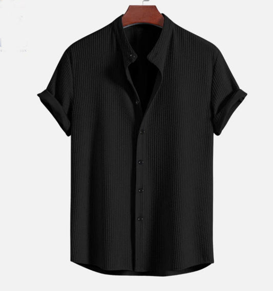 Noble™ - Chemise col montant côtelé, coupe musclée