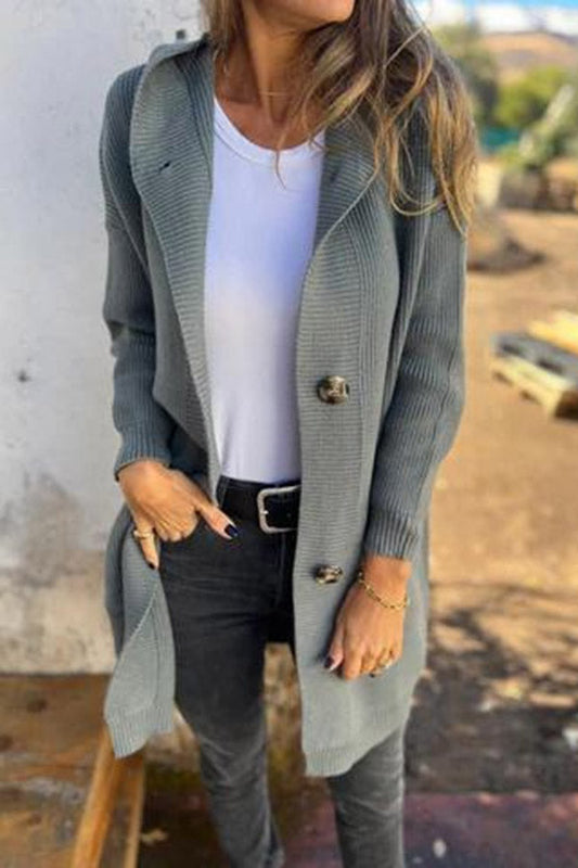 Lina - Gilet tricoté pour femme avec capuche et poches