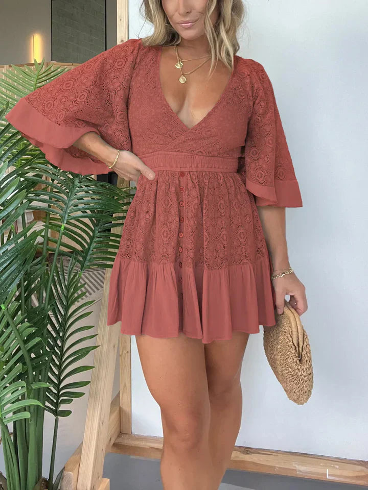 Brittany - Robe de jeu pour femme en dentelle et dentelle crochetée