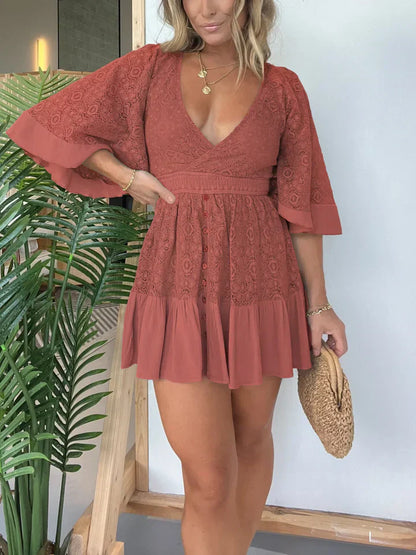 Brittany - Robe de jeu pour femme en dentelle et dentelle crochetée